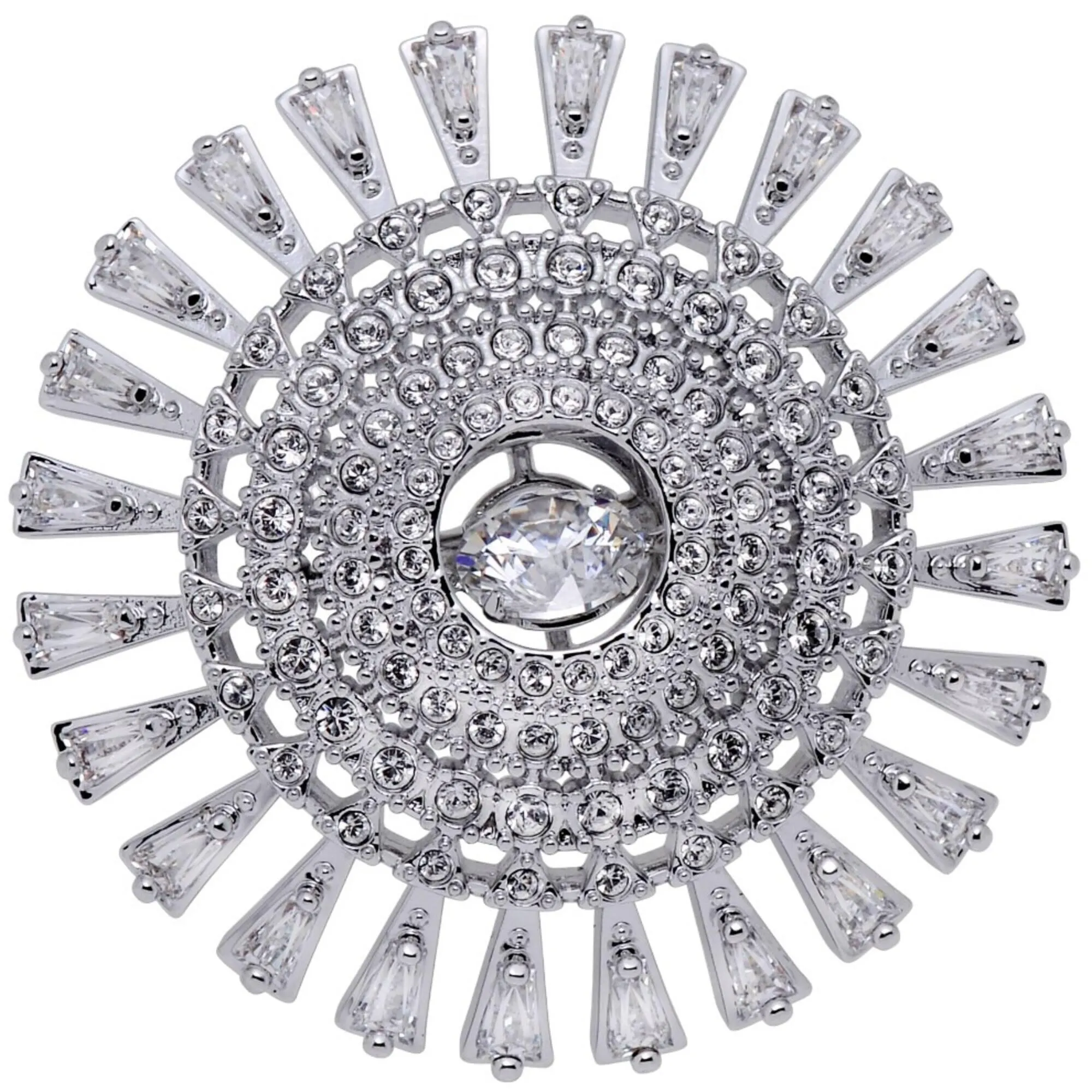 Swarovski Jewelry Swarovski Women's Ring - Sparkling Dance Rhodium Plated Cocktail, Size 6.5 | 5564427