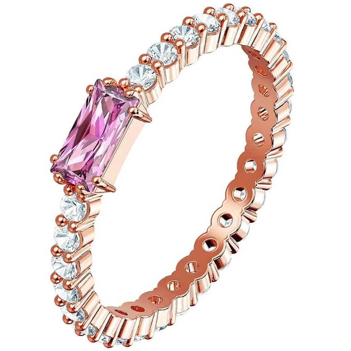 Swarovski Jewelry Swarovski Women's Ring - Vittore Rose Gold Plated with Pink Crystal, Size 12 | 5441201