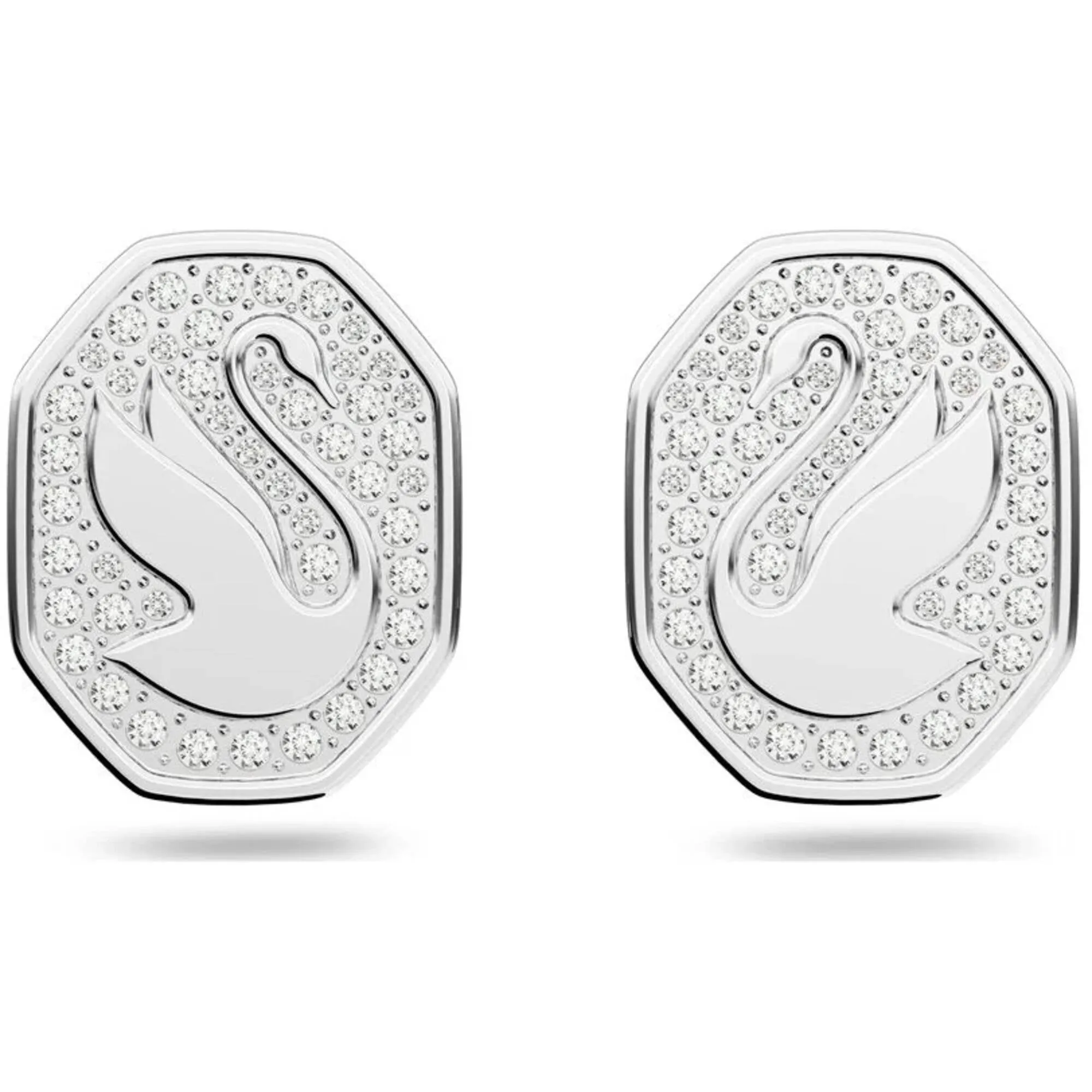 Swarovski Jewelry Swarovski Women's Stud Earrings - Signum Swan Rhodium Plated White Crystal | 5621097