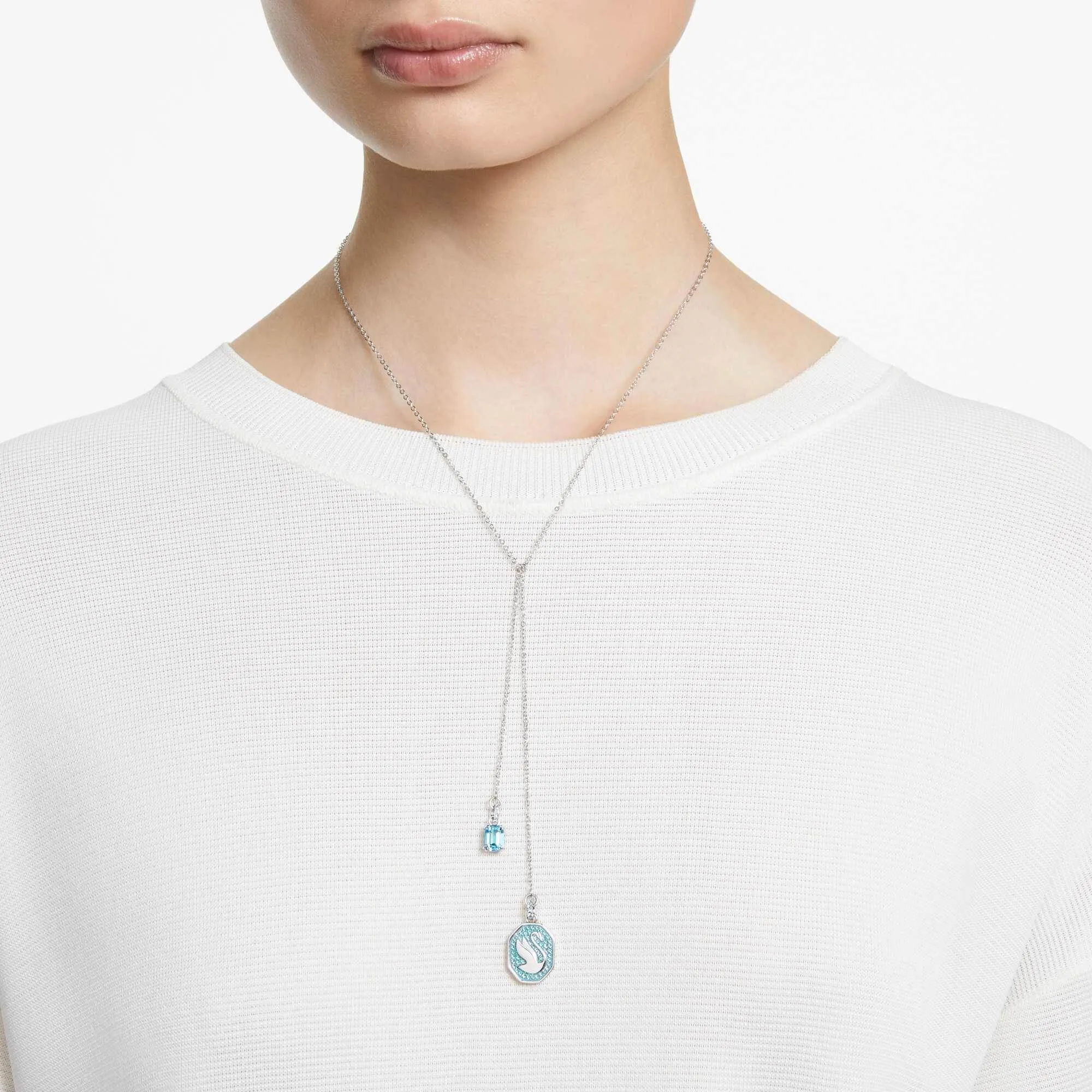 Swarovski Jewelry Swarovski Women's Y Necklace - Signum Swan Rhodium Plated Blue Crystal | 5628544