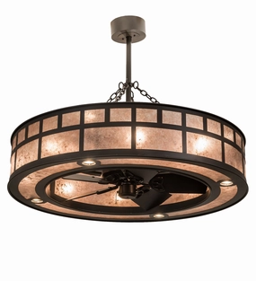 T"  Mission"  Eight Light Chandel-Air decorative fandeliers with lights