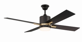 Teana 52"Ceiling Fan Flat Black/Satin Brass compact medium fans for desks and counters