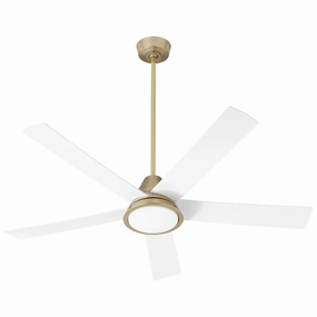 Temple 56"Ceiling Fan Aged Brass W/ White Blades home cooling fans in medium size