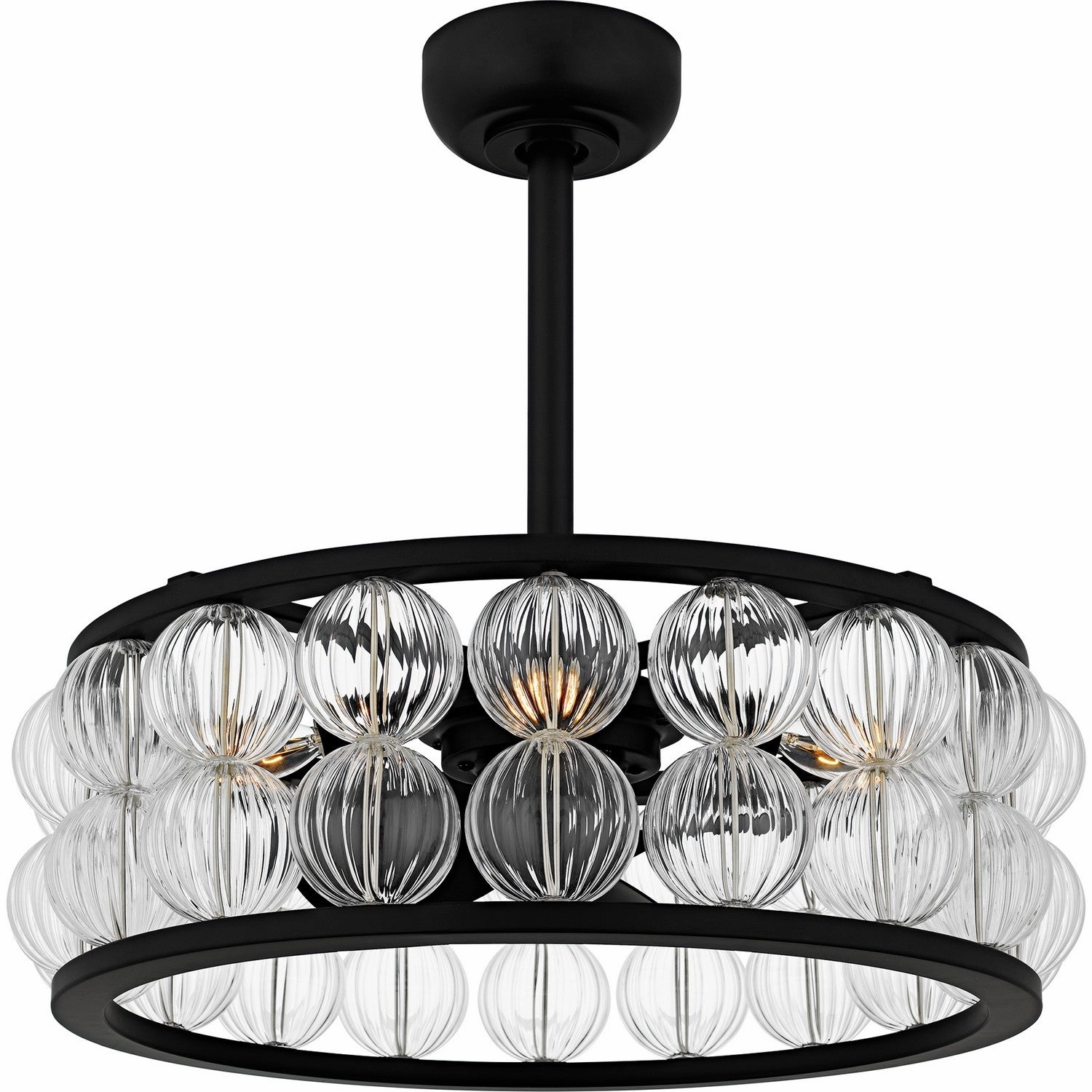 Terrarock Four Light Fan Light Matte Black decorative fandeliers with lights