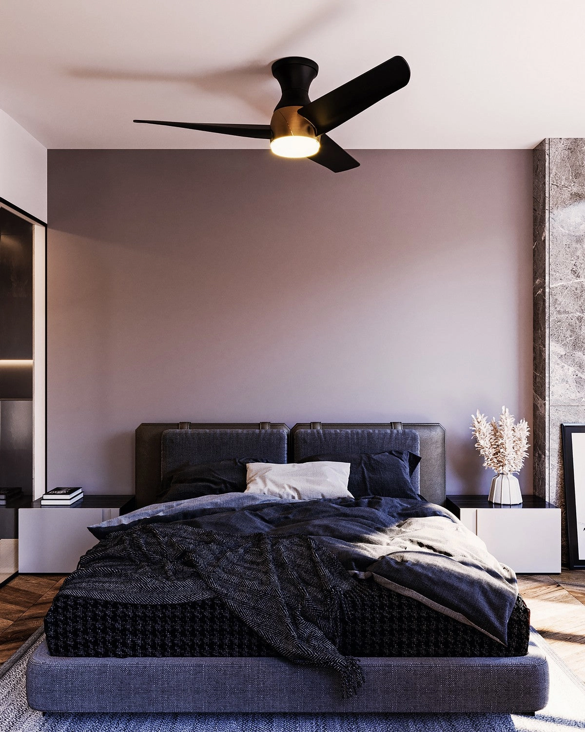 Thalia 54"Hugger Fan Brushed Gold/Matte Black