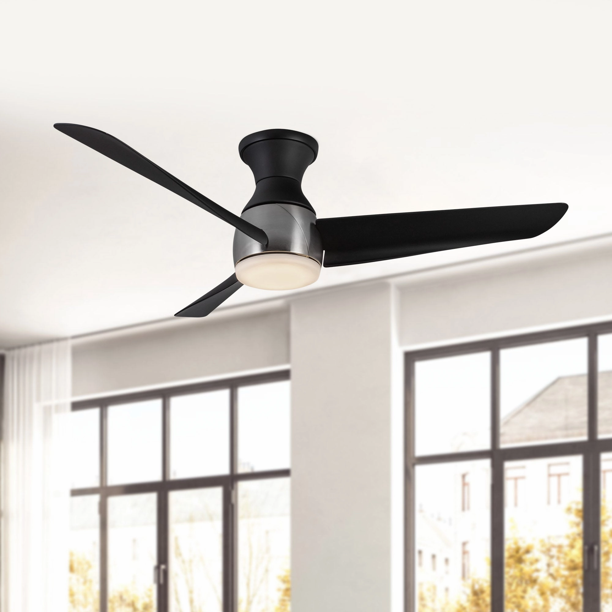 Thalia 54"Hugger Fan Brushed Nickel/Matte Black
