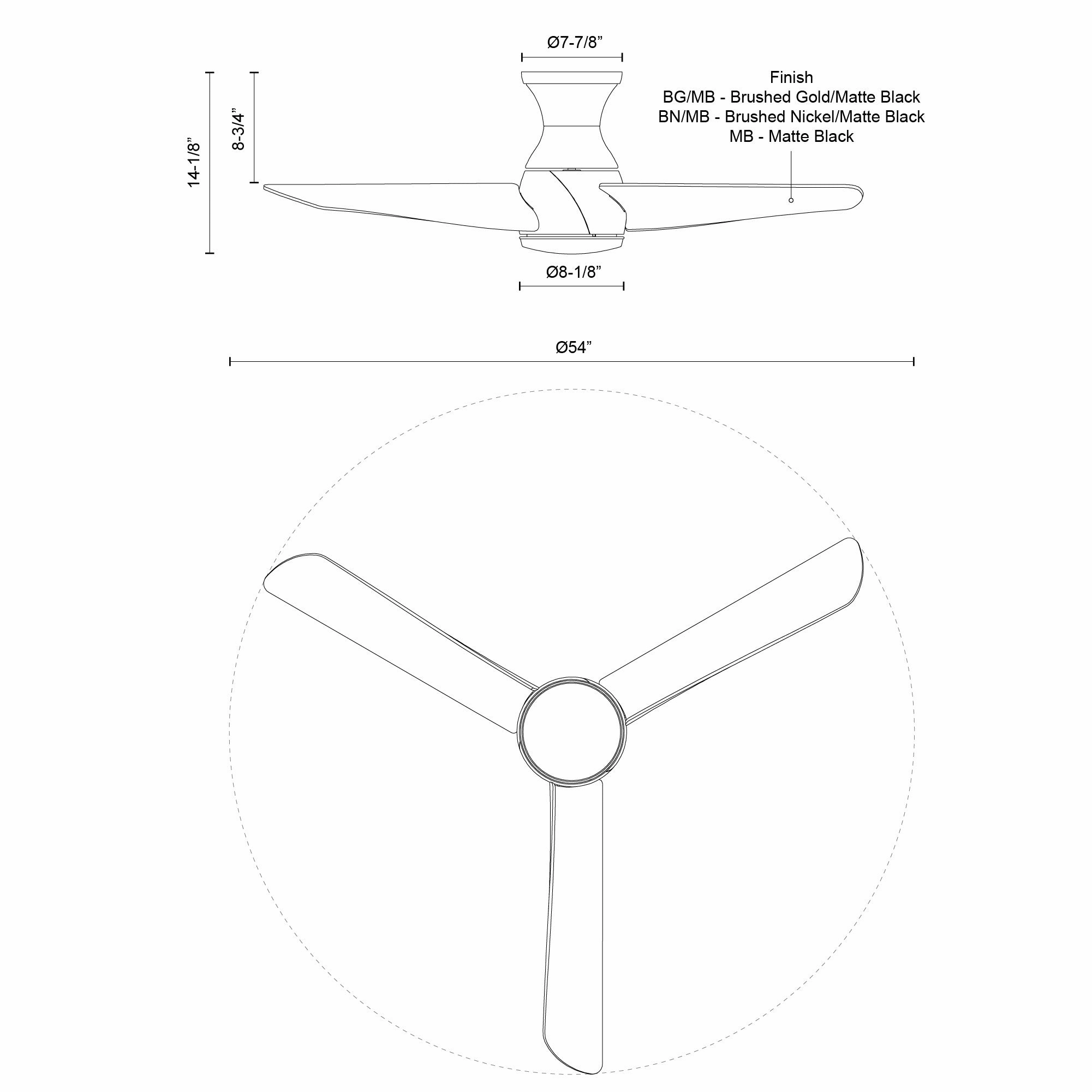 Thalia 54"Hugger Fan Matte Black