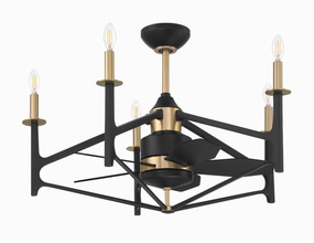 The Reserve 32 24"Ceiling Fan Flat Black/Satin Brass decorative fandeliers with lights