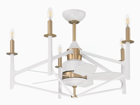 The Reserve 32 24"Ceiling Fan White/Satin Brass decorative fandeliers with lights