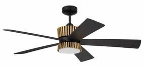 Theiry 52"Ceiling Fan Flat Black/Satin Brass compact medium fans for desks and counters
