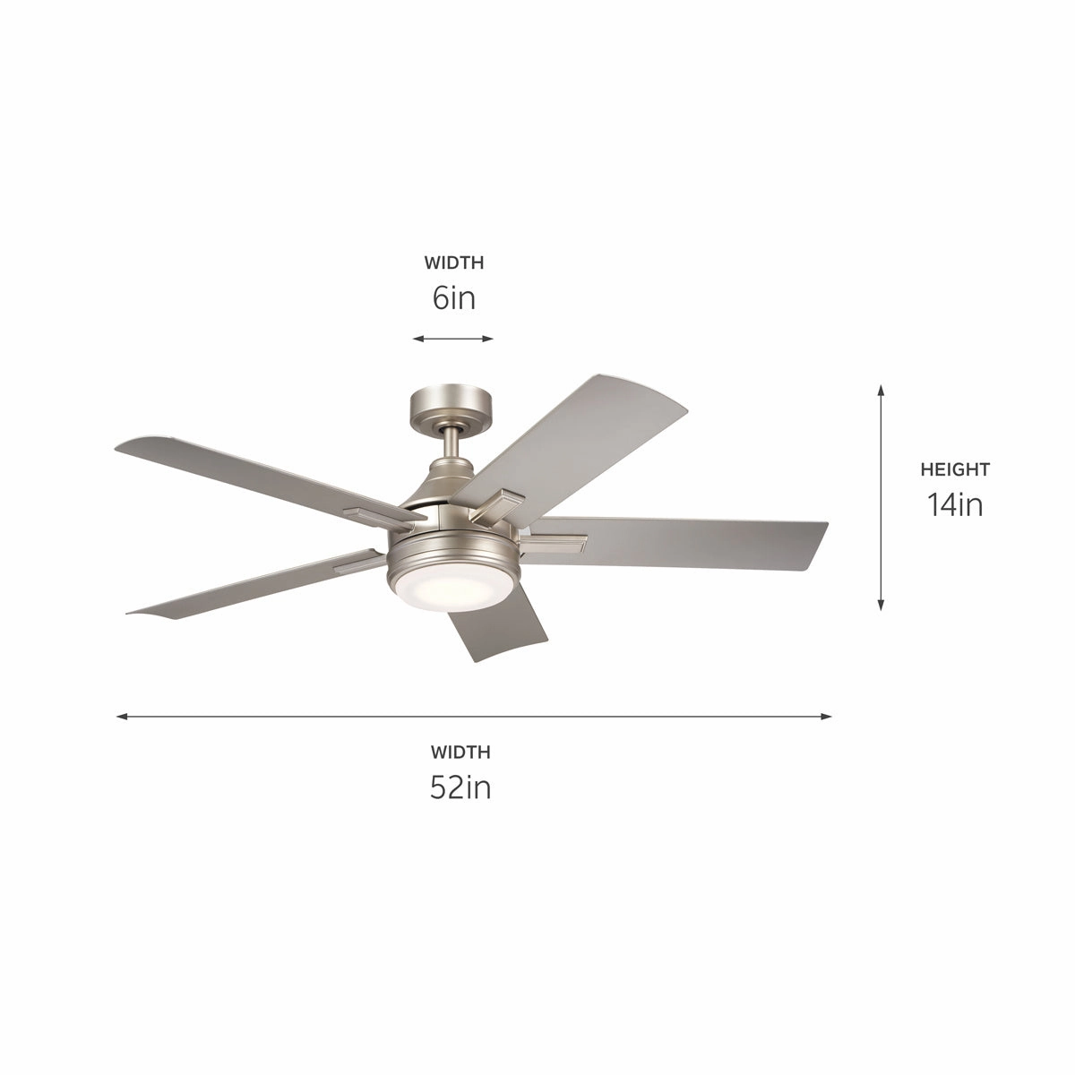 Tide 52"Ceiling Fan Brushed Nickel