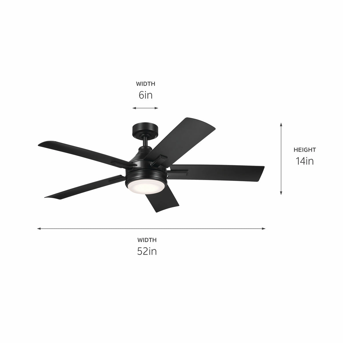 Tide 52"Ceiling Fan Satin Black