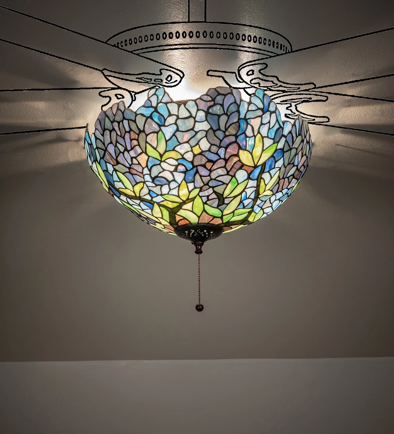 Tiffany Wisteria Three Light Fan Light Fixture