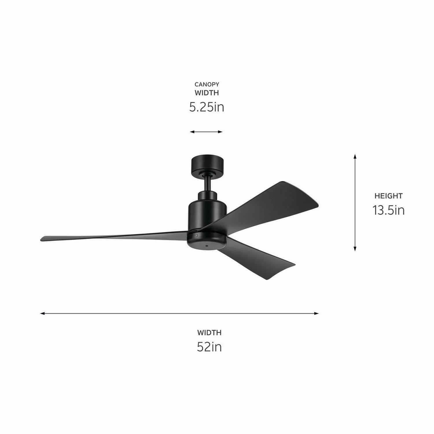 TRUE 52"Ceiling Fan Satin Black