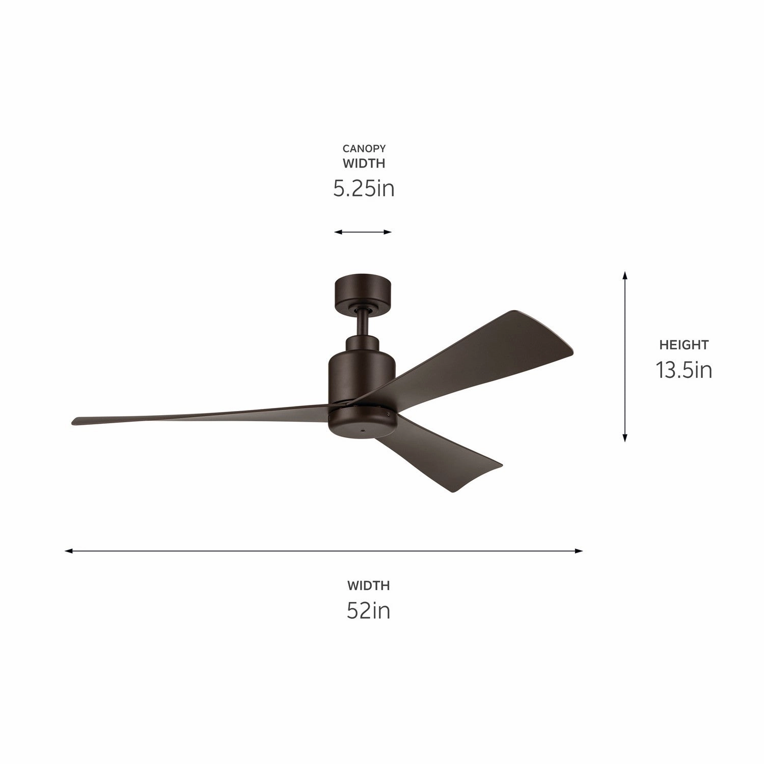 TRUE 52"Ceiling Fan Satin Natural Bronze