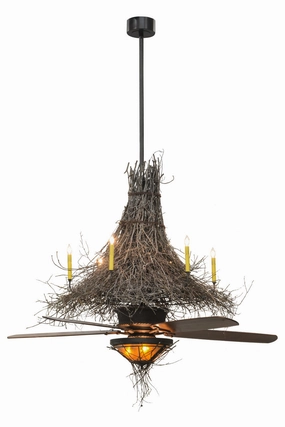 Twigs Nine Light Chandel-Air decorative fandeliers with lights