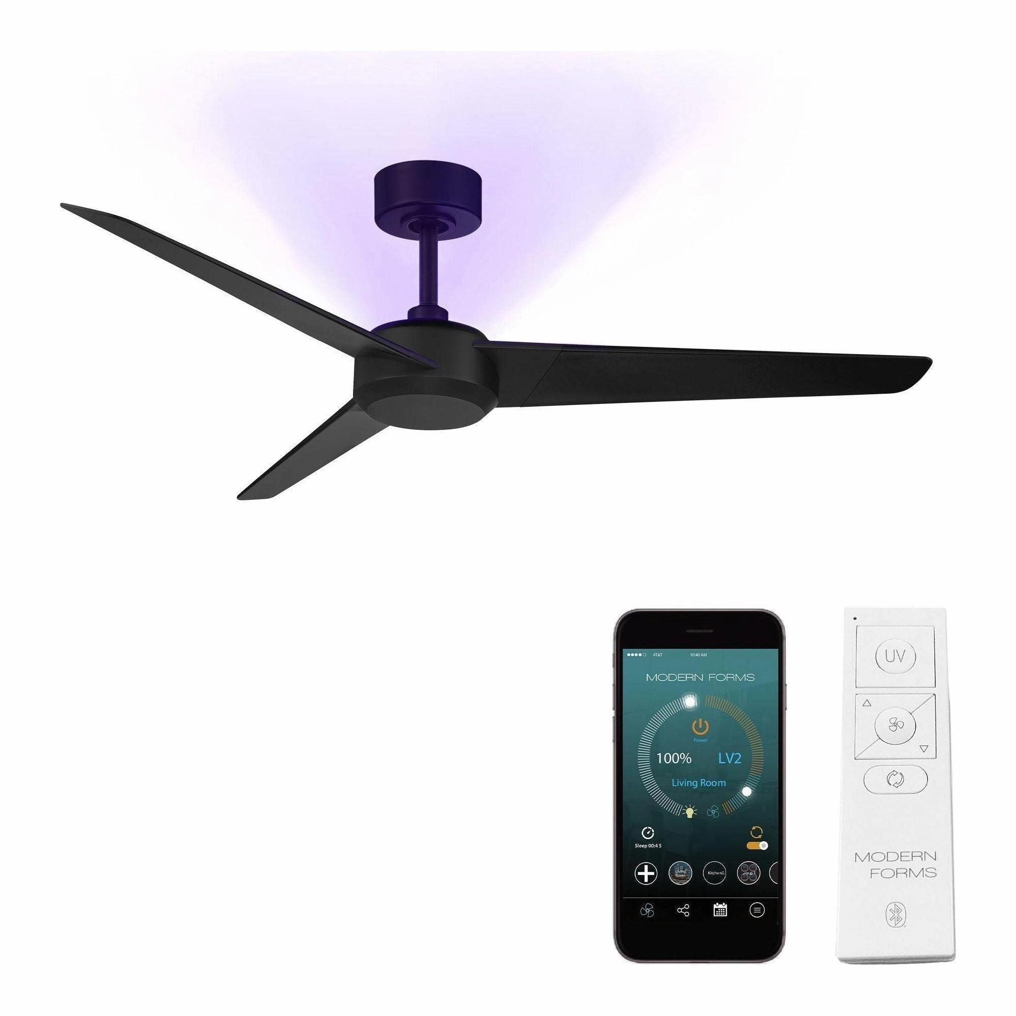 Ultra Indoor/Outdoor 3-Blade 54" Smart Ceiling Fan with Blue UV-LED Light Kit and Remote Control