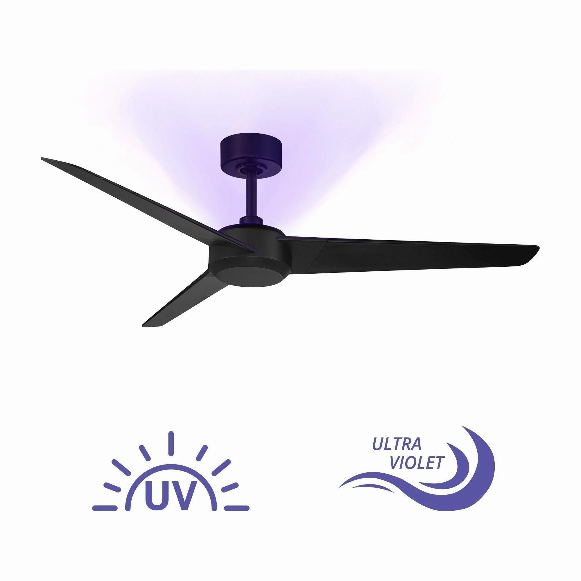 Ultra Indoor/Outdoor 3-Blade 54" Smart Ceiling Fan with Blue UV-LED Light Kit and Remote Control