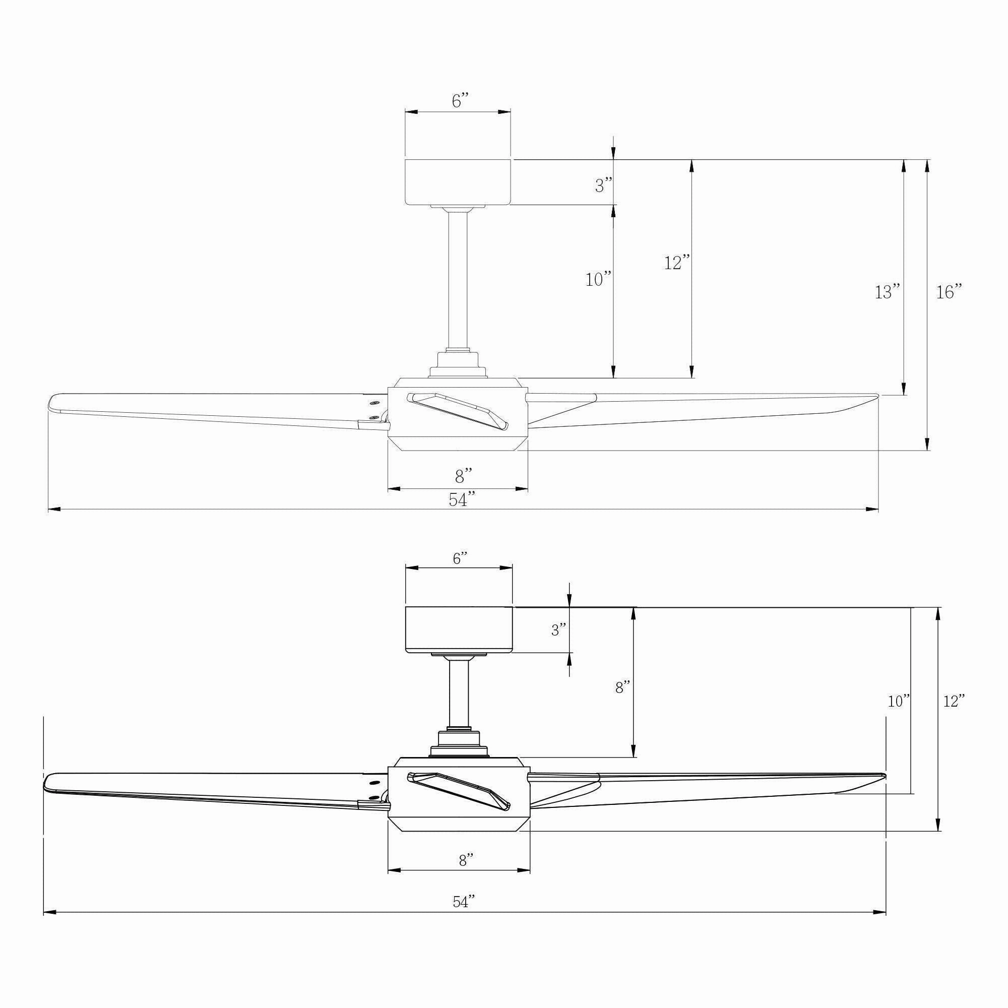 Ultra Indoor/Outdoor 3-Blade 54" Smart Ceiling Fan with Blue UV-LED Light Kit and Remote Control
