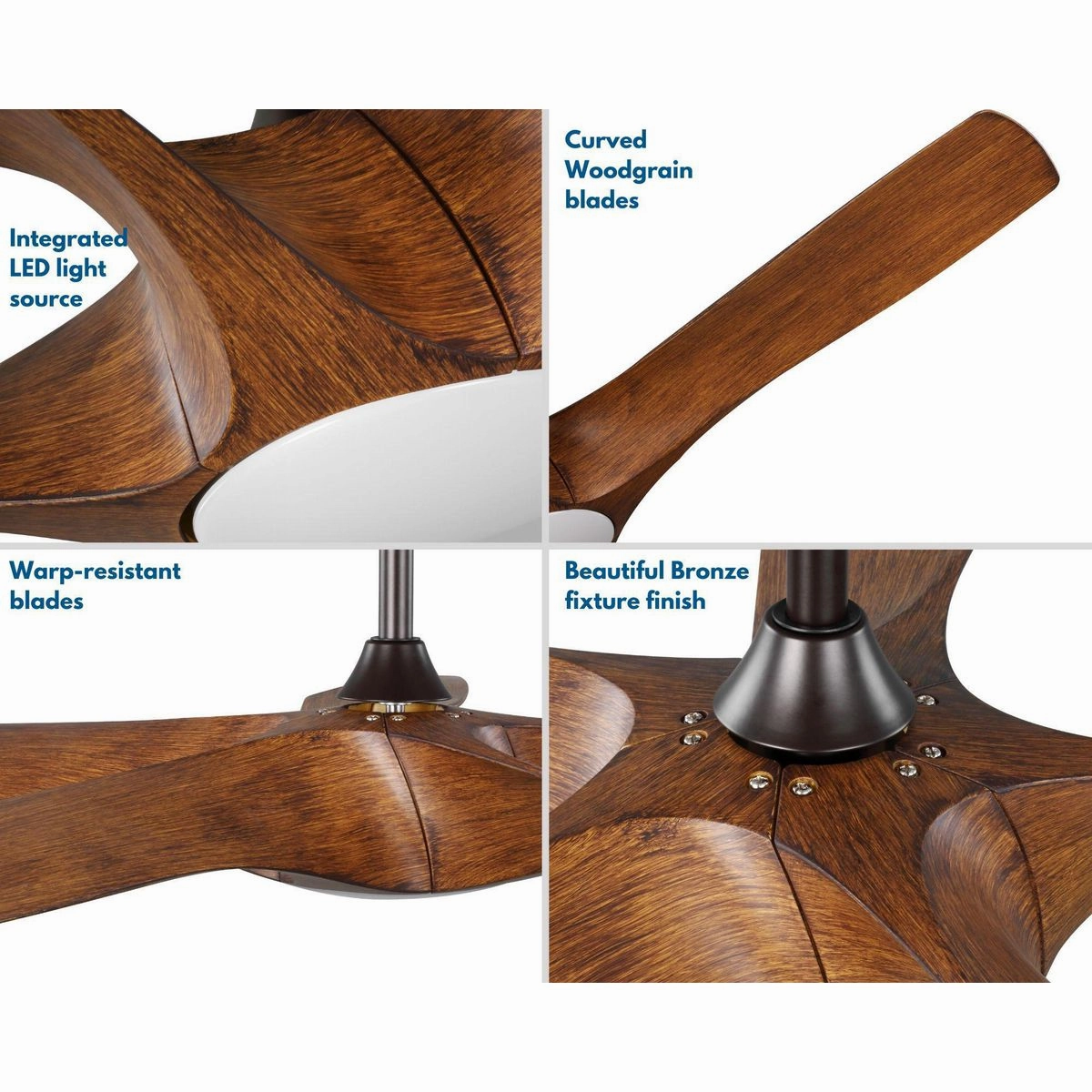 Vernal 60" Ceiling Fan Koa Woodgrain with Bronze Accents
