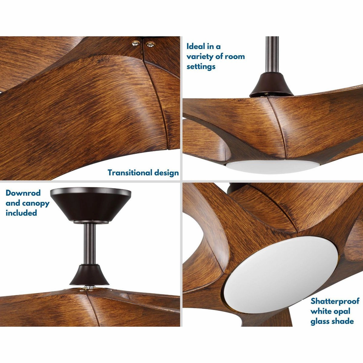 Vernal 60" Ceiling Fan Koa Woodgrain with Bronze Accents