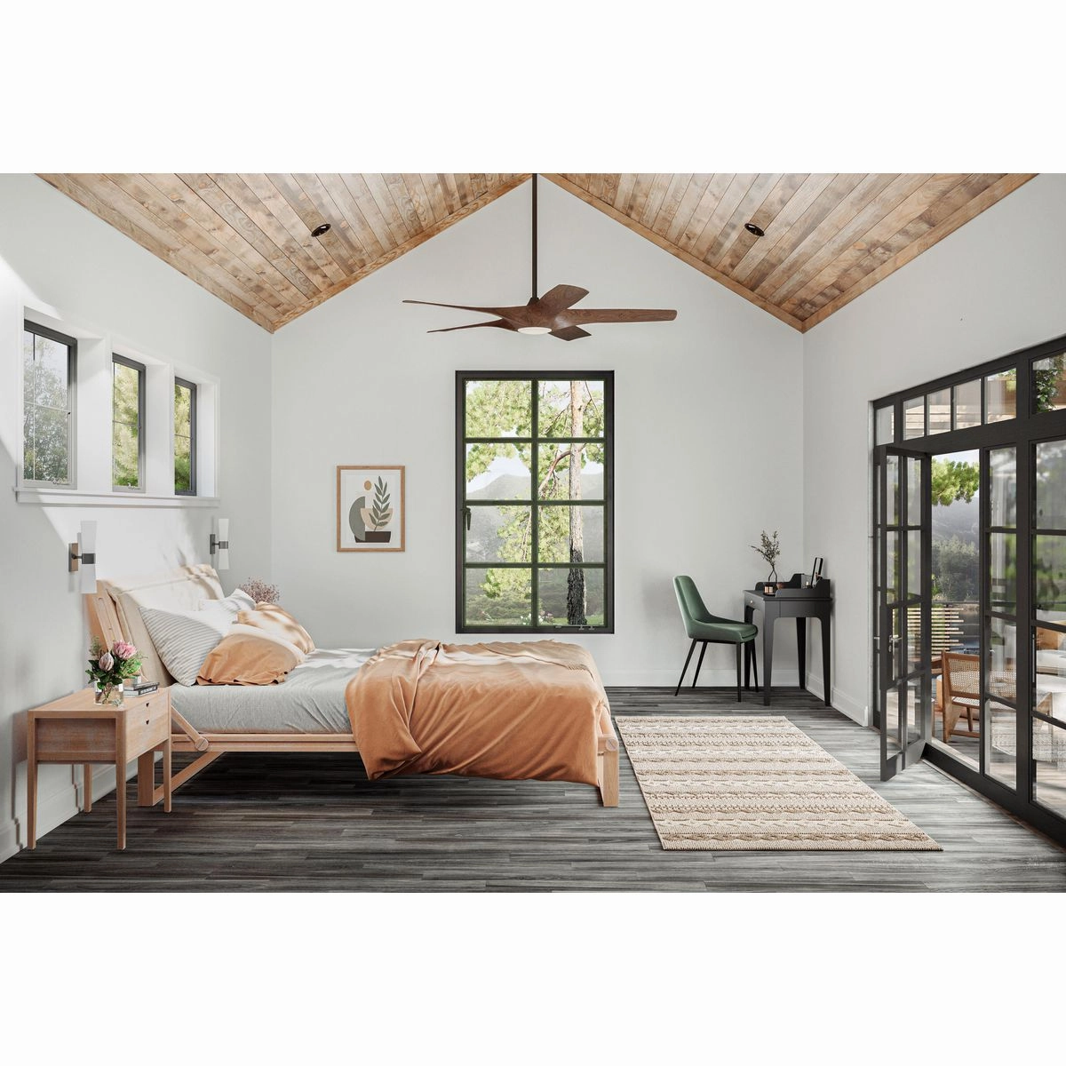 Vernal 60" Ceiling Fan Koa Woodgrain with Bronze Accents