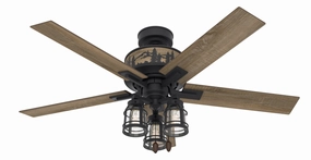 Vista 52"Ceiling Fan Natural Black Iron quiet medium fans for living room use