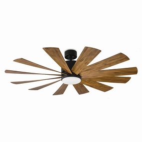 Windflower 60"Ceiling Fan Matte Black/Distressed Koa medium size fans for home ventilation