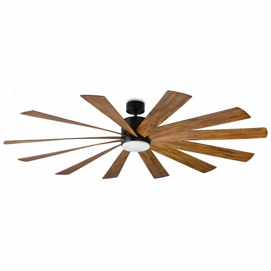 Windflower 80"Ceiling Fan Matte Black/Distressed Koa large electric fans for spacious rooms