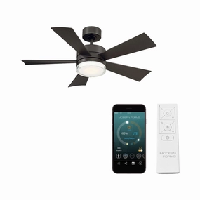 Wynd Indoor/Outdoor 5-Blade 42" Smart Ceiling Fan with LED Light Kit and Remote Control quiet ceiling fans with remote control