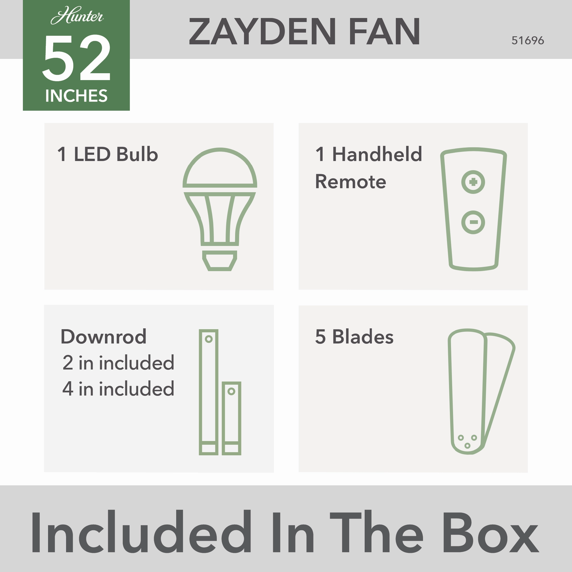 Zayden 52"Ceiling Fan Matte Silver