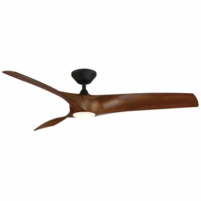 Zephyr 62"Ceiling Fan Matte Black/Distressed Koa quiet medium fans for living room use