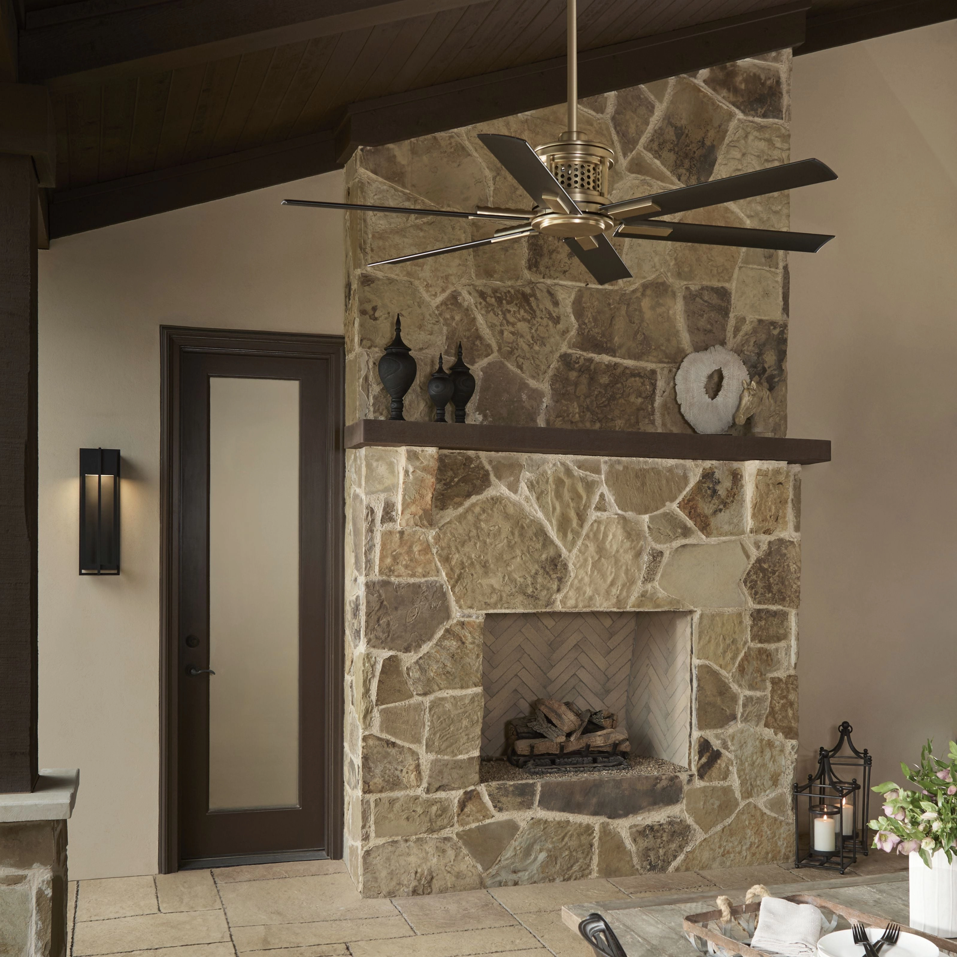 Zeus 65" Patio Fan Aged Brass